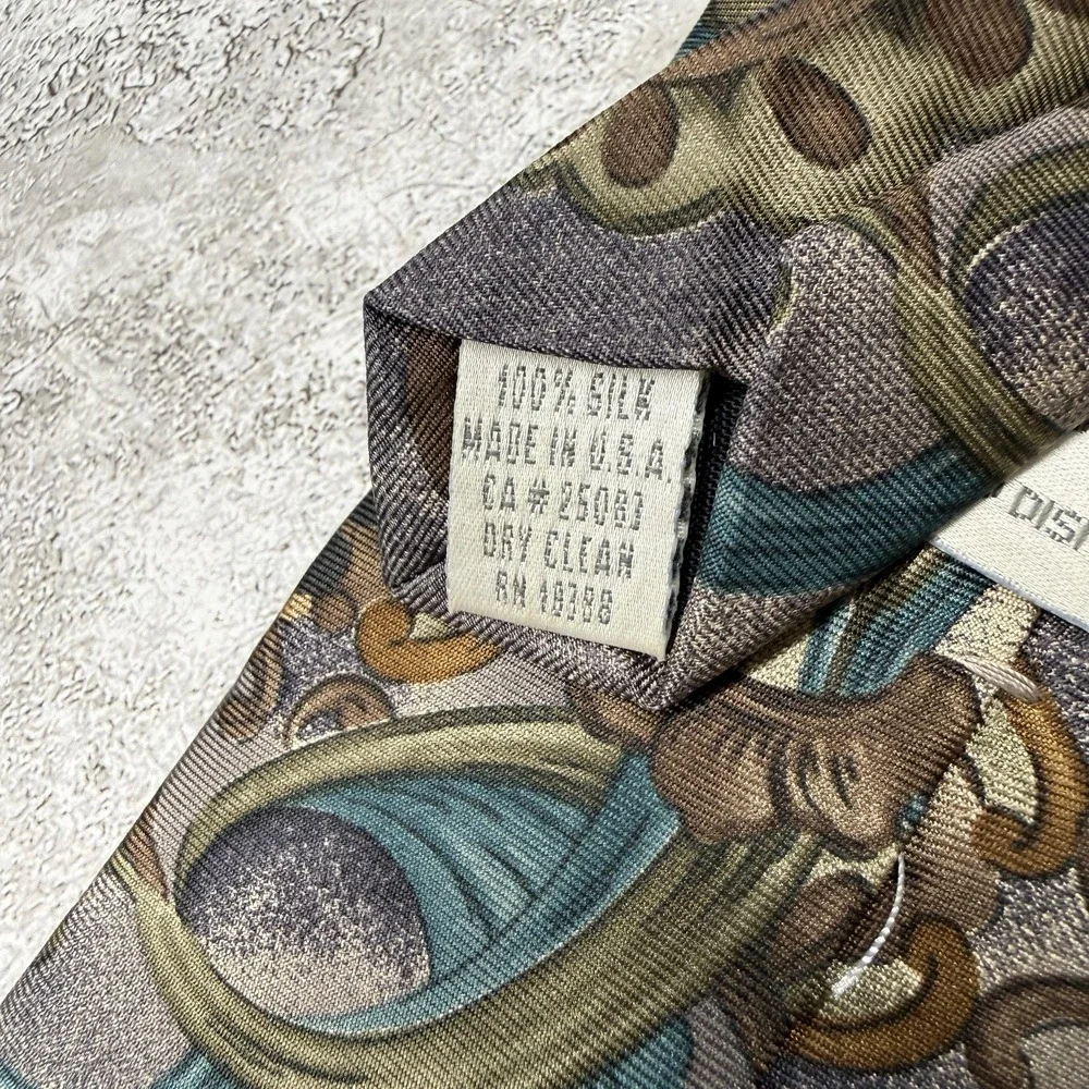 The Disney Store Silk Tie‎ Mens One Size Multicolor Paisley Made In USA Necktie